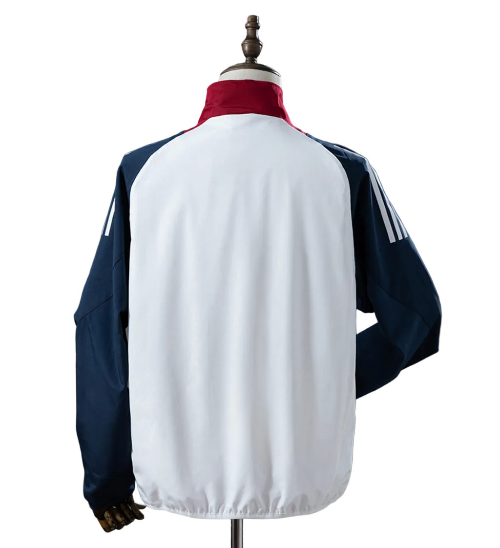 Veste Coupe-Vent Manchester United – Blanc et Bleu Marine